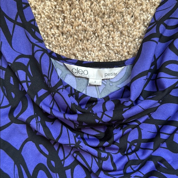 Cleo Dress Black Purple Midi V-Neck Sleeveless Tummy Control Ruched Women's Sz8P - Picture 2 of 14